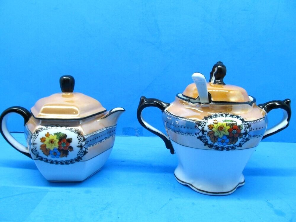 Noritake Morimura Hand Painted Sugar Bowl And Creamer Set